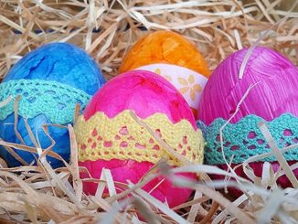 Ostereier mit Spitze, basteln, Osterfest, DIY;